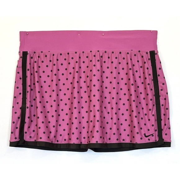 Nike Golf Skort Womens Medium Lined Tennis Pickleball Pink Black Polka dots - Picture 2 of 7